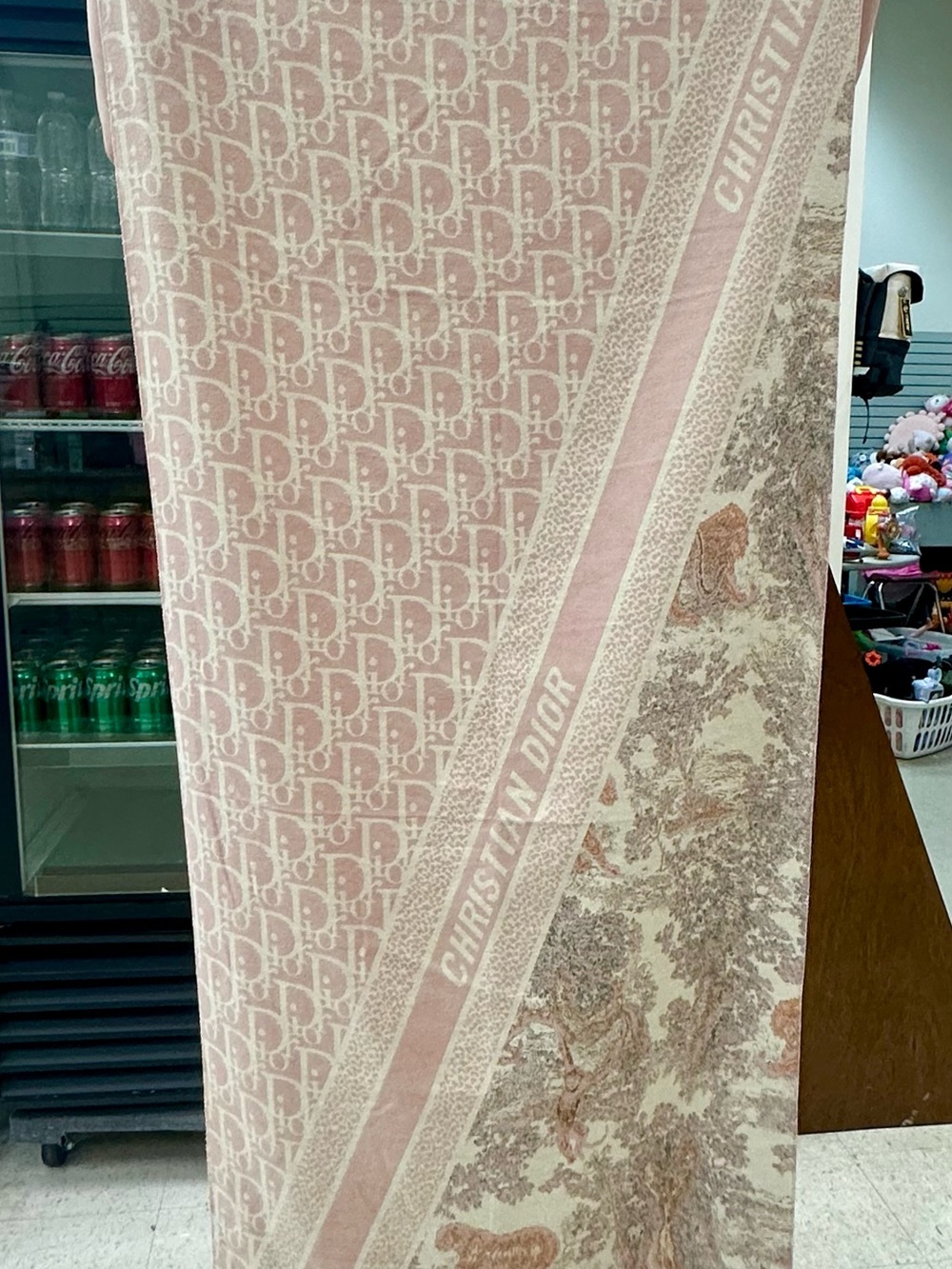 Dior Pink and Cream Scarf with Signature Logo